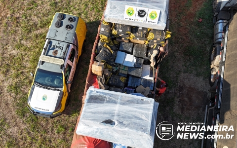 Imagem da notícia Caminhão com mais de 1,5 tonelada de maconha é apreendido na BR-277 em São Miguel