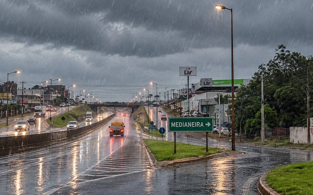 Imagem da notícia Fim de semana terá chuva e risco de temporais em Medianeira e região