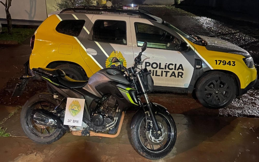 Imagem da notícia Motocicleta com alerta de furto é recuperada em Medianeira